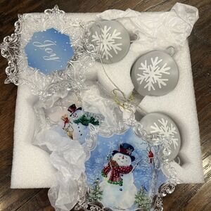 Bradford Exchange Dona Gelsinger Christmas Ornament‎ Snowflake Snowman Set of 3